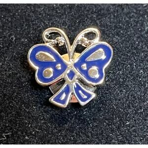Amway Butterfly Ribbon Lapel Pin Silver Tone Recognition Award Pin w/Clutch Back